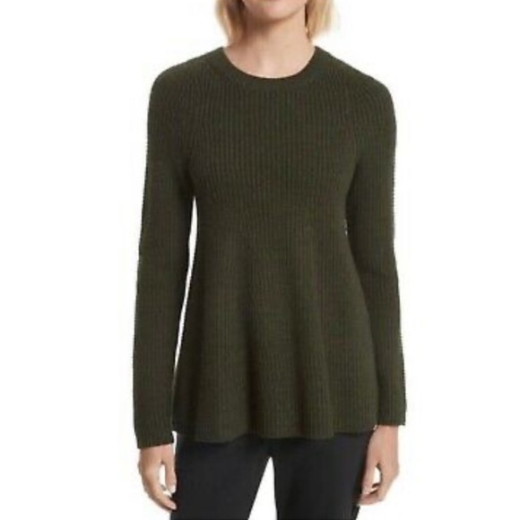 Grey By Jason Wu Forest Green Merino Wool trapeze Sweater Size S - Picture 4 of 16
